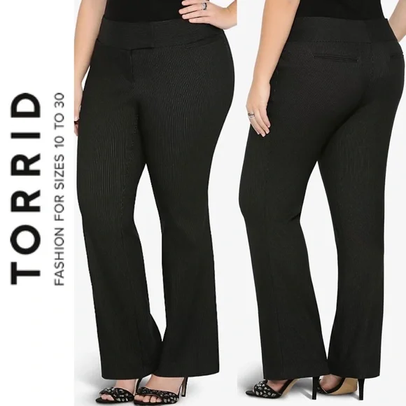 Torrid Black Pinstripe Trouser Pants - Picture 1 of 7